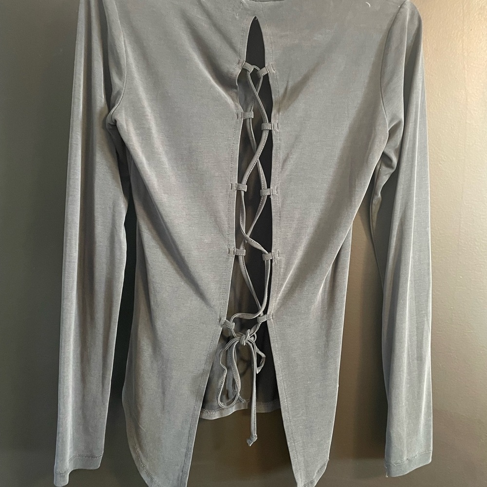 Gray Long Sleeve Top